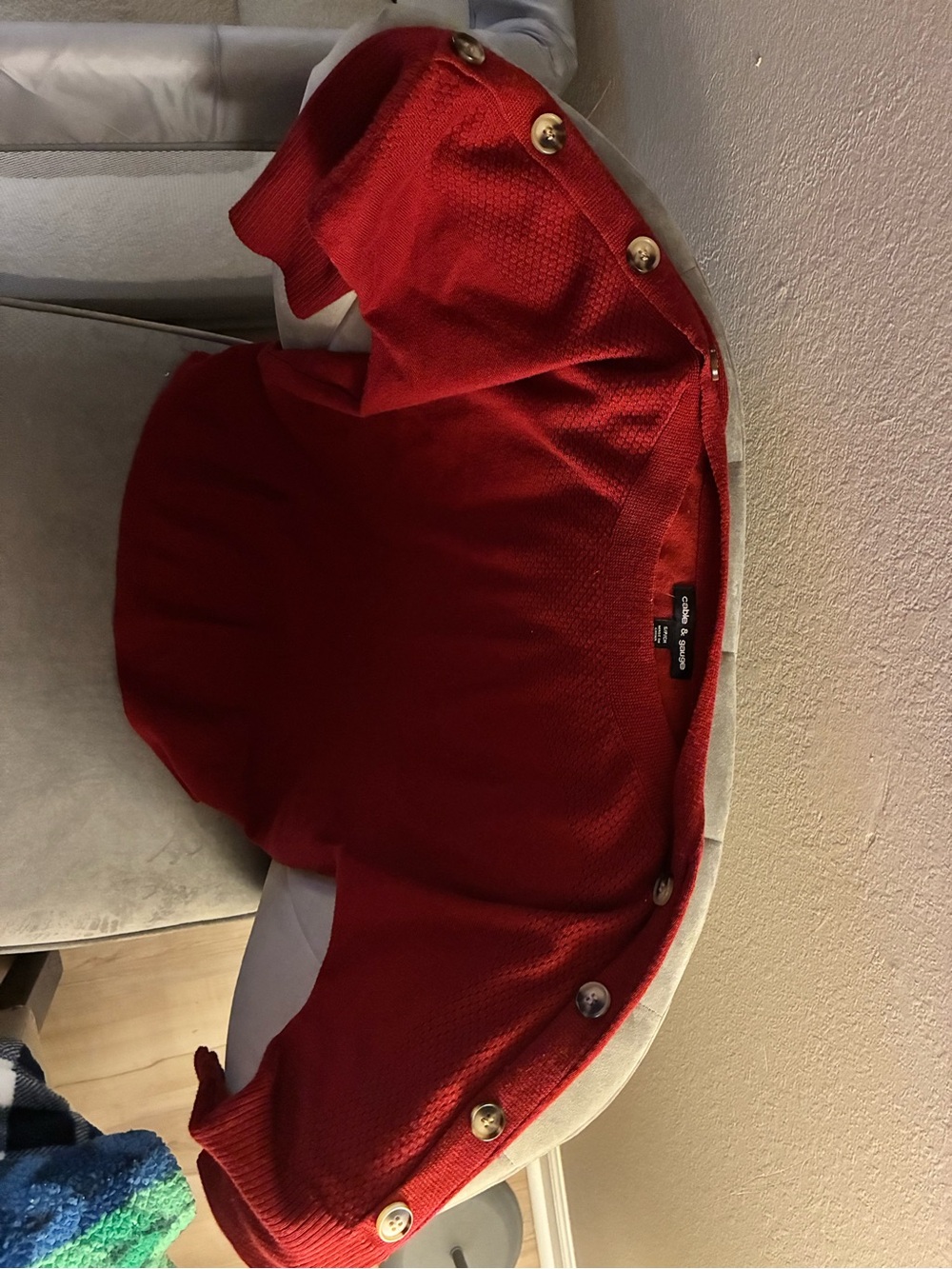 Cable & Gauge Red  Button-Trim Cardigan